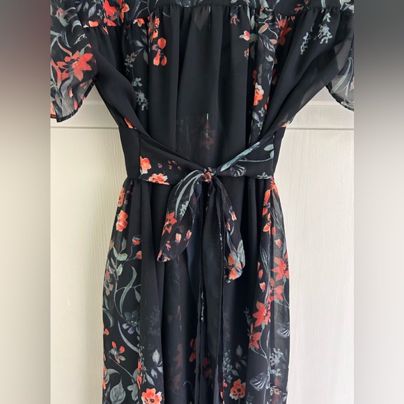 NWOT REISS Sadie Sheer Black Short Sleeves Flowy Floral Printed Mini Dre… - Picture 6 of 9